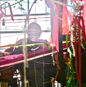 Artist Mary Fortuna presiding over the event
