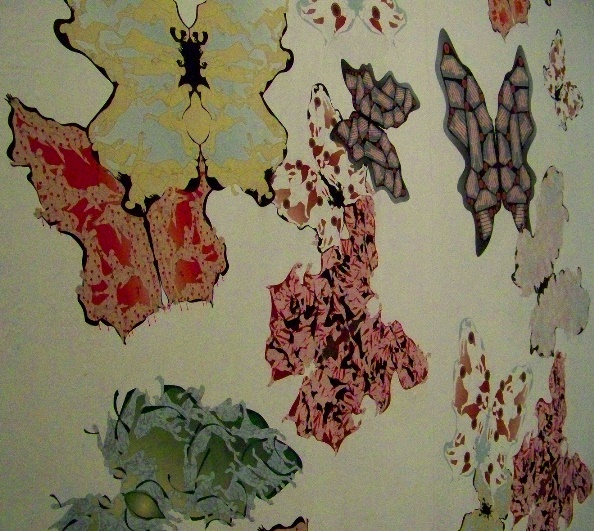 Installation view (detail), "In the Time of Butterflies," wallpaper, 2011. Photo by Susannah Schouweiler.