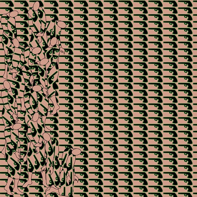 Parastou Forouhar, "Red is My Name, Green is My Name I," digital drawing, 2008. Courtesy of the artist.