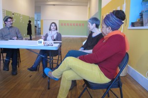 From left to right, 2739 Edwin Curator Steve Panton, and co-facilitators Elizabeth Sutton, Kathleen Rashid, and LaVern Homan