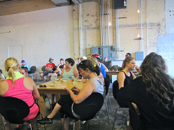 Dr. Sushi was hustling to make sushi for a voracious crowd which included a bike group led by Back Alley Bikes.