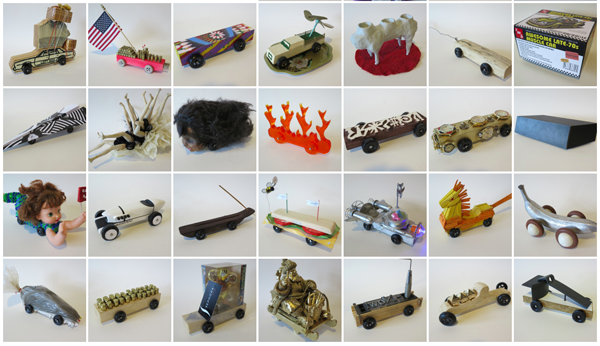 Some of the art cars up for silent auction at the event.