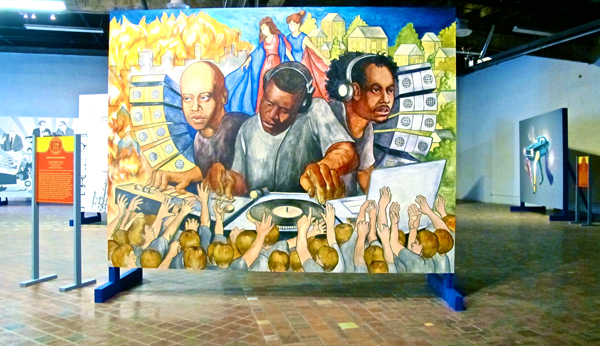 Cosmic Radiance is another of the most successful murals, presenting a diverse array of imagery around the birth of techno.