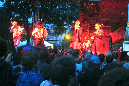 Pink Lightning, seen here rocking the 2012 Dally in the Ally, always raise the bar on an energetic stage show.