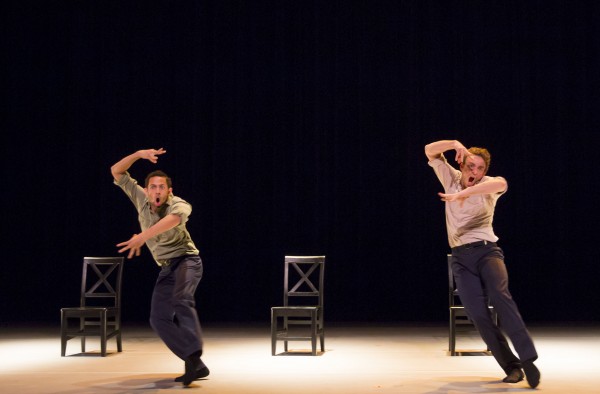 Hubbard Street Dancers Jonathan Fredrickson, left, and Quinn B Wharton in Adalea by Penny Saunders. Photo by Todd Rosenberg, courtesy Hubbard Street Dance Chicago