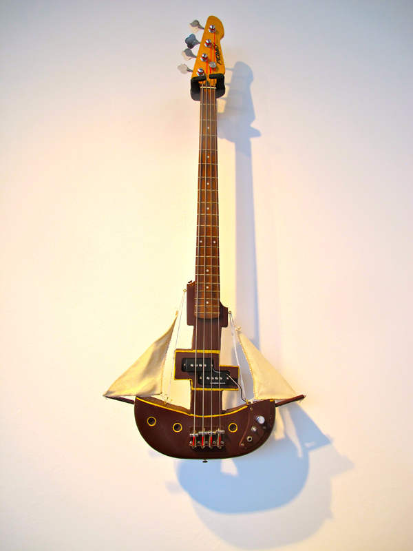 Geoff Burkhart says of his work, "Bass Guitar": "boatbassboatbassboatbassboatbassboatbass"