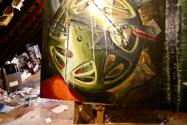 A new painting by Schubatis, showcasing her current focus on light rather than her previous wide range of color.