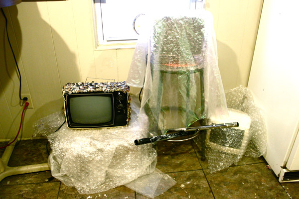 Mini-installations ranged all over the apartment.