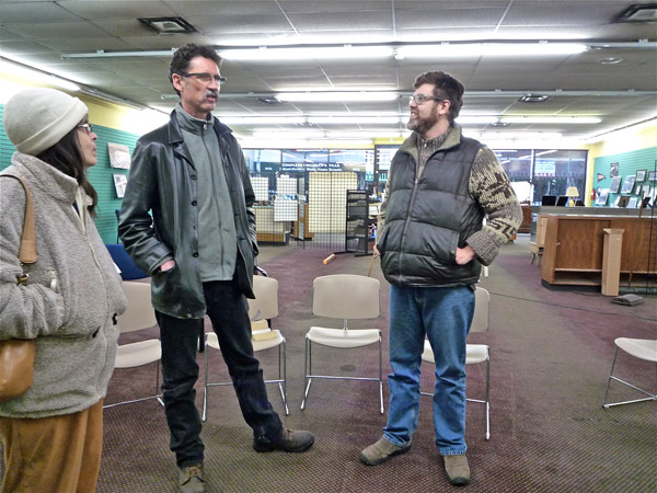 Panton (center) in a discussion following a Free School class at the Hamtramck Historical Museum.