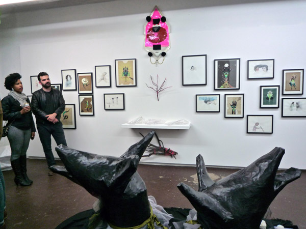 The two-headed coyote forms the nucleus of the installation.