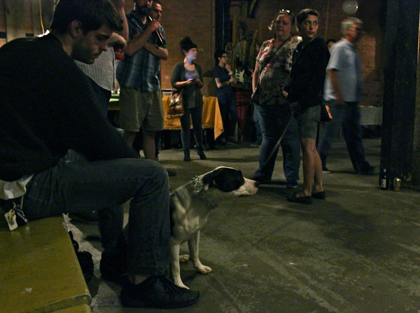 Other local issues were also addressed, including the search for a new home for philosopher-dog, Frank (center).