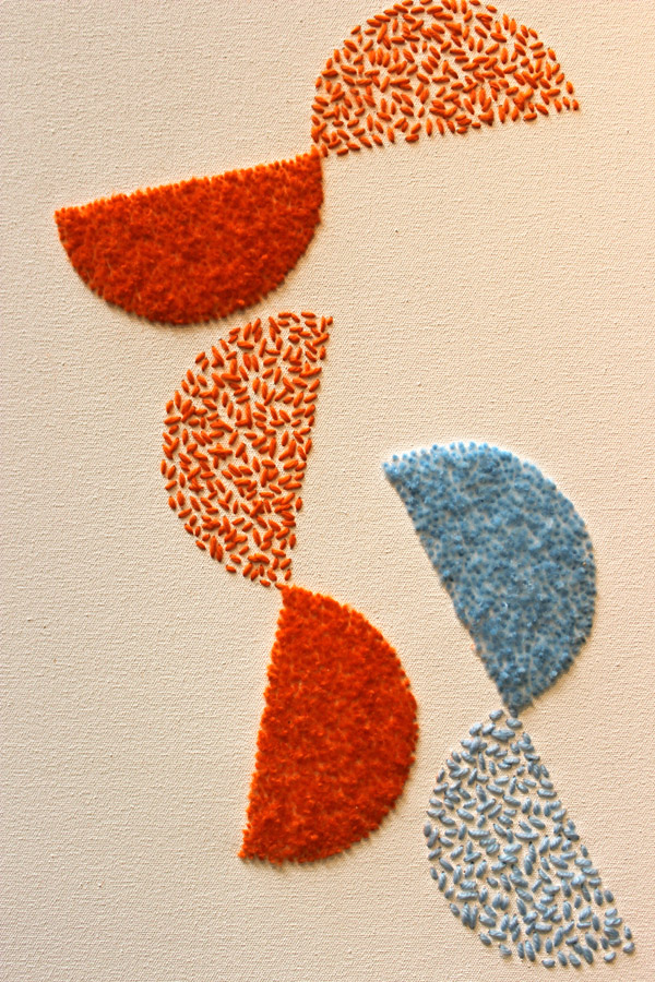 Detail from one of Audu&squot;s "Fireflies" series, which show the materiality of the "being" side of his paintings.