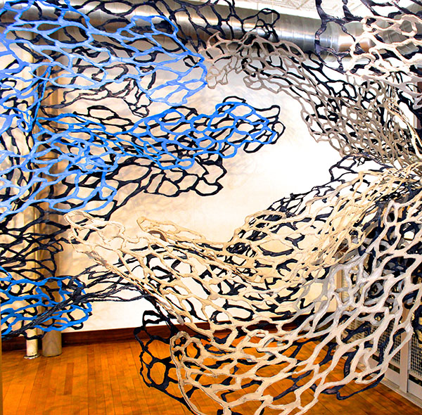 A massive pseudo-organic installation also on display at (106) Gallery.