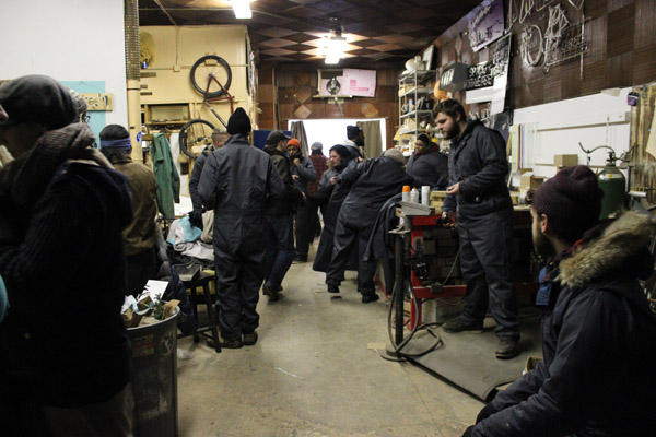 The Thick Air crew and their hardy corps of volunteers prepare to take the movable forest to the streets.