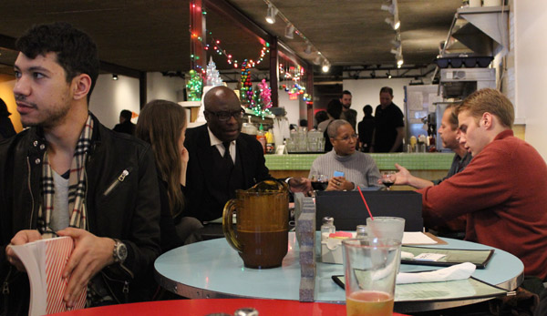 A lively conversation amongst attendees.