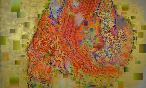 &squot;Stonehead&squot; by Robert Platt; 84" x 139", Oil, Pigment, Enamel on Linen, 2013. Photo courtesy of the artist.