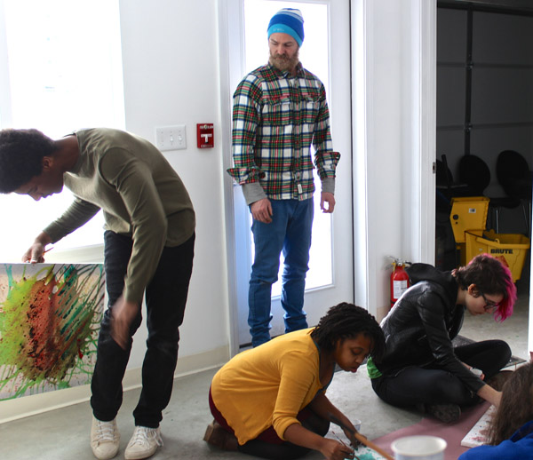 Artist and Professor Robert Platt, PhD, supervising Saturday's workshop.