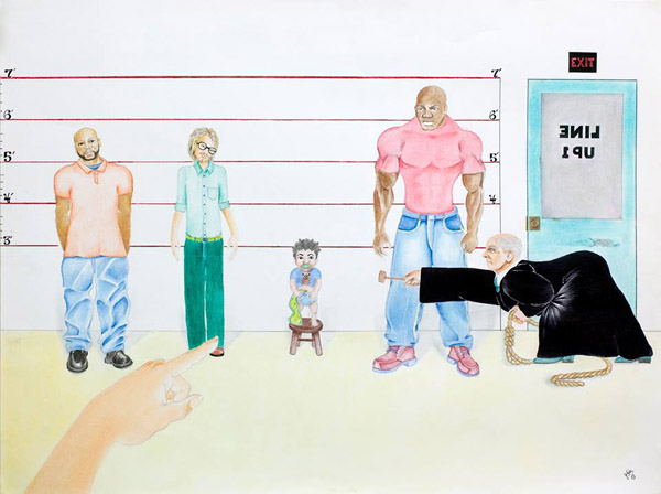"Line Up" by Yusef Qualls-el, one of the artists from the workshop at Macomb Regional Correctional Facility.