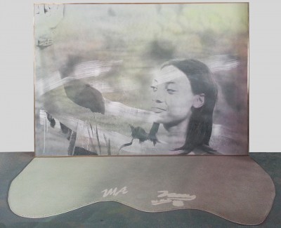 Painting of Wendy White at the David Castillo Gallery.