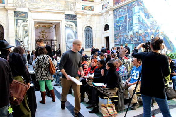 The courtyard was filled with people eager to hear from these incarcerated men, many of them juvenile lifers.