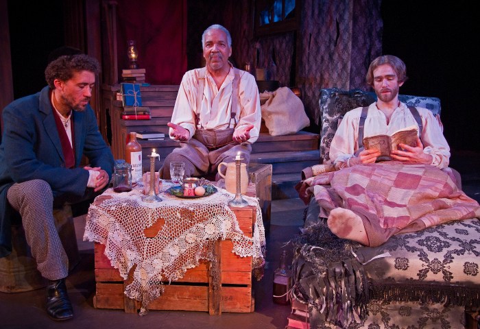From left: Scott Norman, Council Cargle, Rusty Mewha in The Whipping Man - written by Gary Anderson. Courtesy of Plowshares Theatre Company.