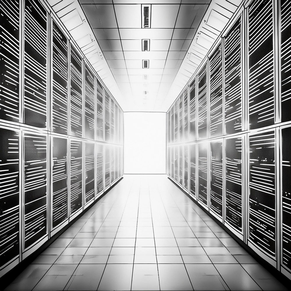 Abstract image of a datacenter.